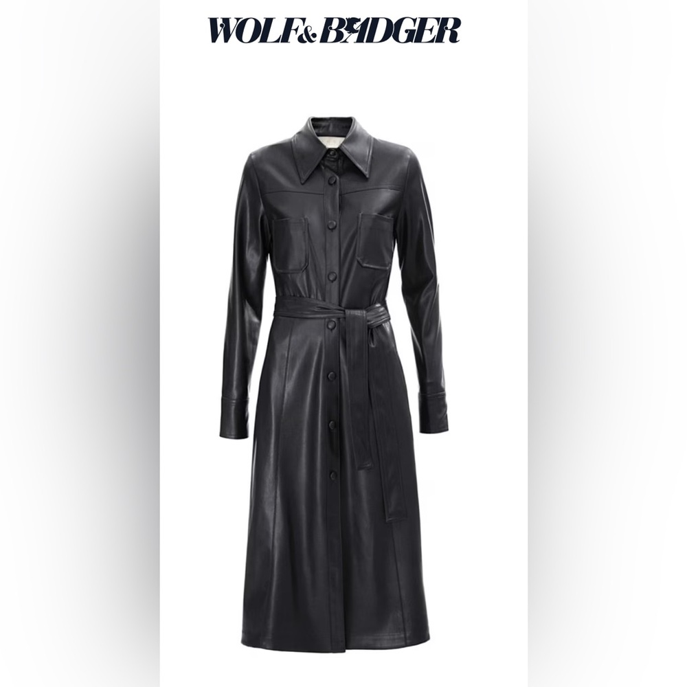 New!! Vegan Leather Button Down Midi Dress